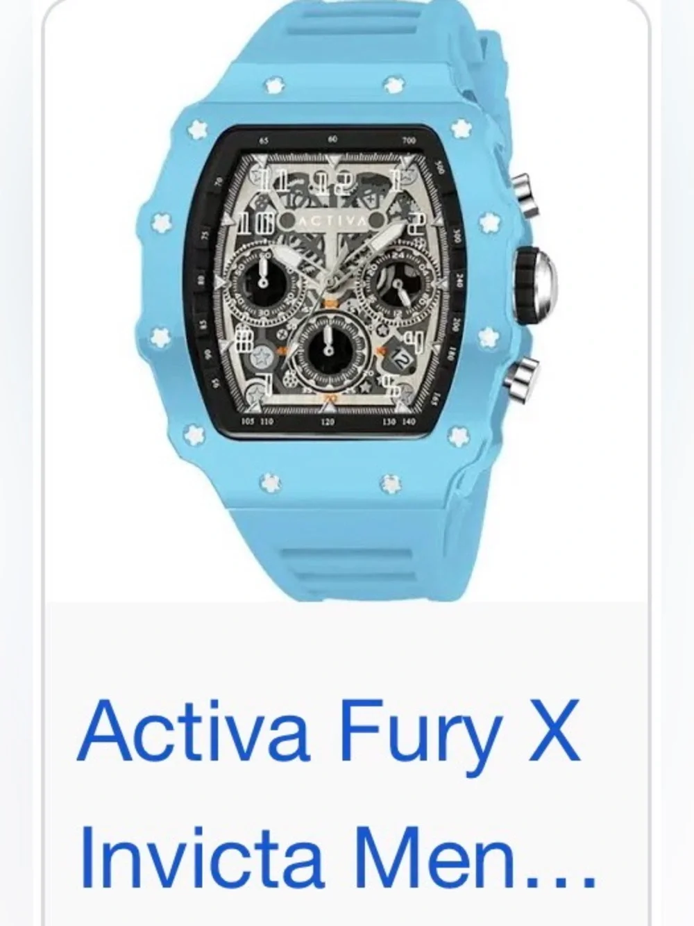 Invicta Ativa Light Blue or Purple Skeleton Dial Unisex Sport Watch-Authentic⌚️
